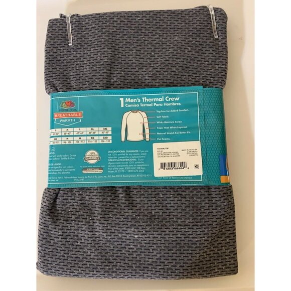 New Fruit of the Loom Tagless Breathable Men’s Sz M Thermal Crew Shirt Gray - Picture 4 of 4